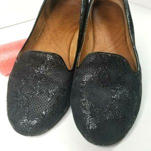 Indigo Black Faux Snakeskin Ballerina SH-0558P